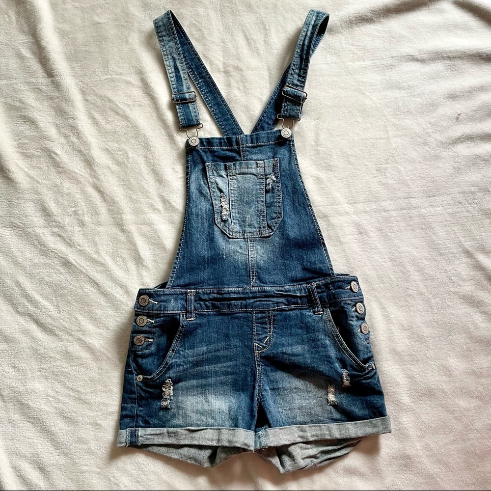 Wallflower Light Denim Short Overalls